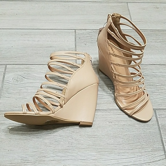cream strappy wedges